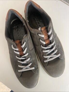 Ecco Gray Sneakers with Brown Leather Accents